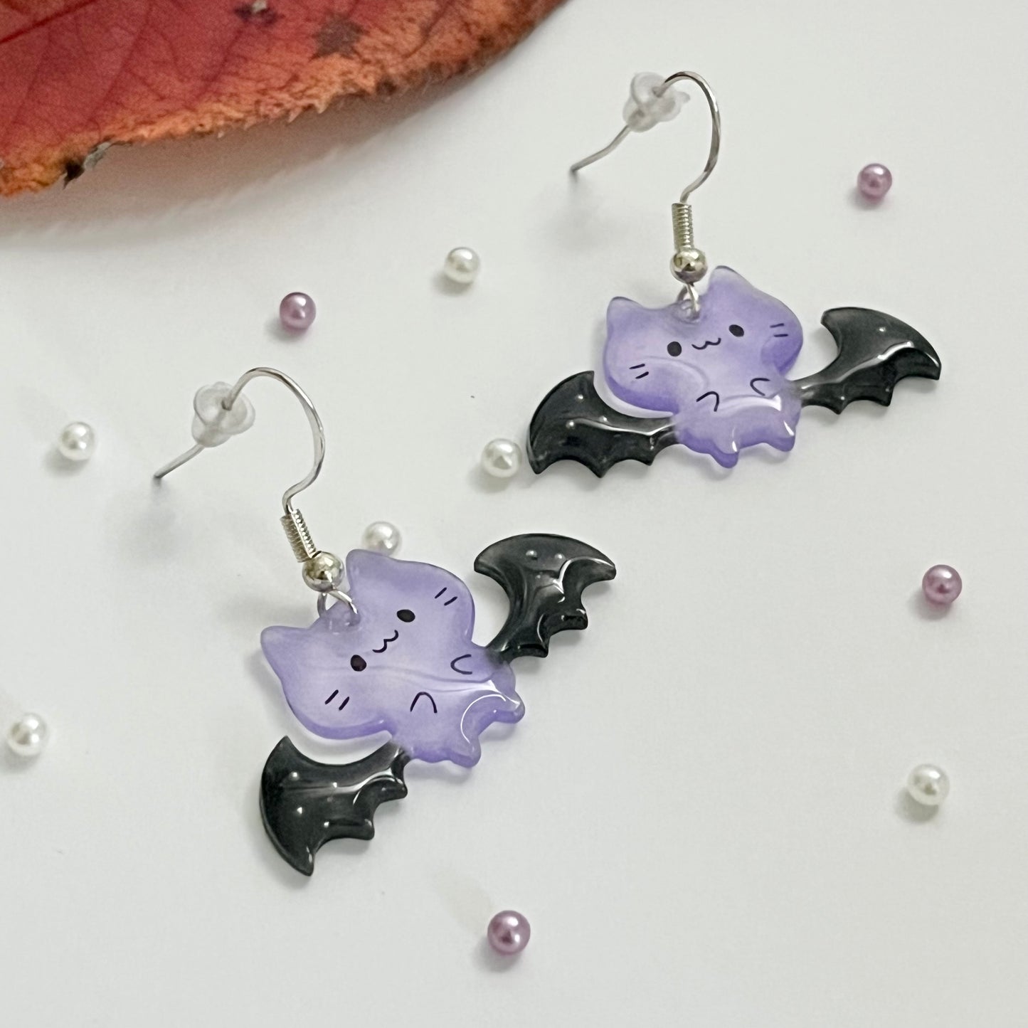 Cat Bat Dangle Earrings