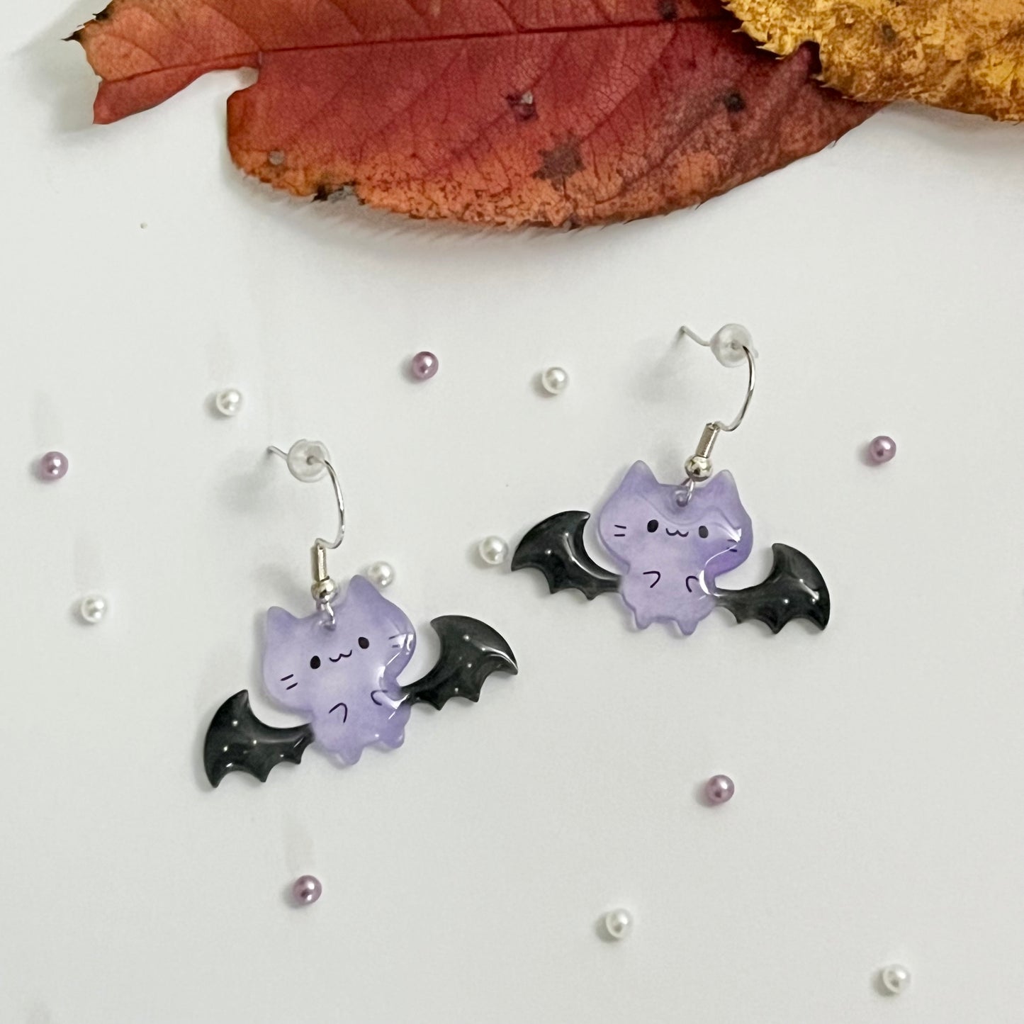 Cat Bat Dangle Earrings