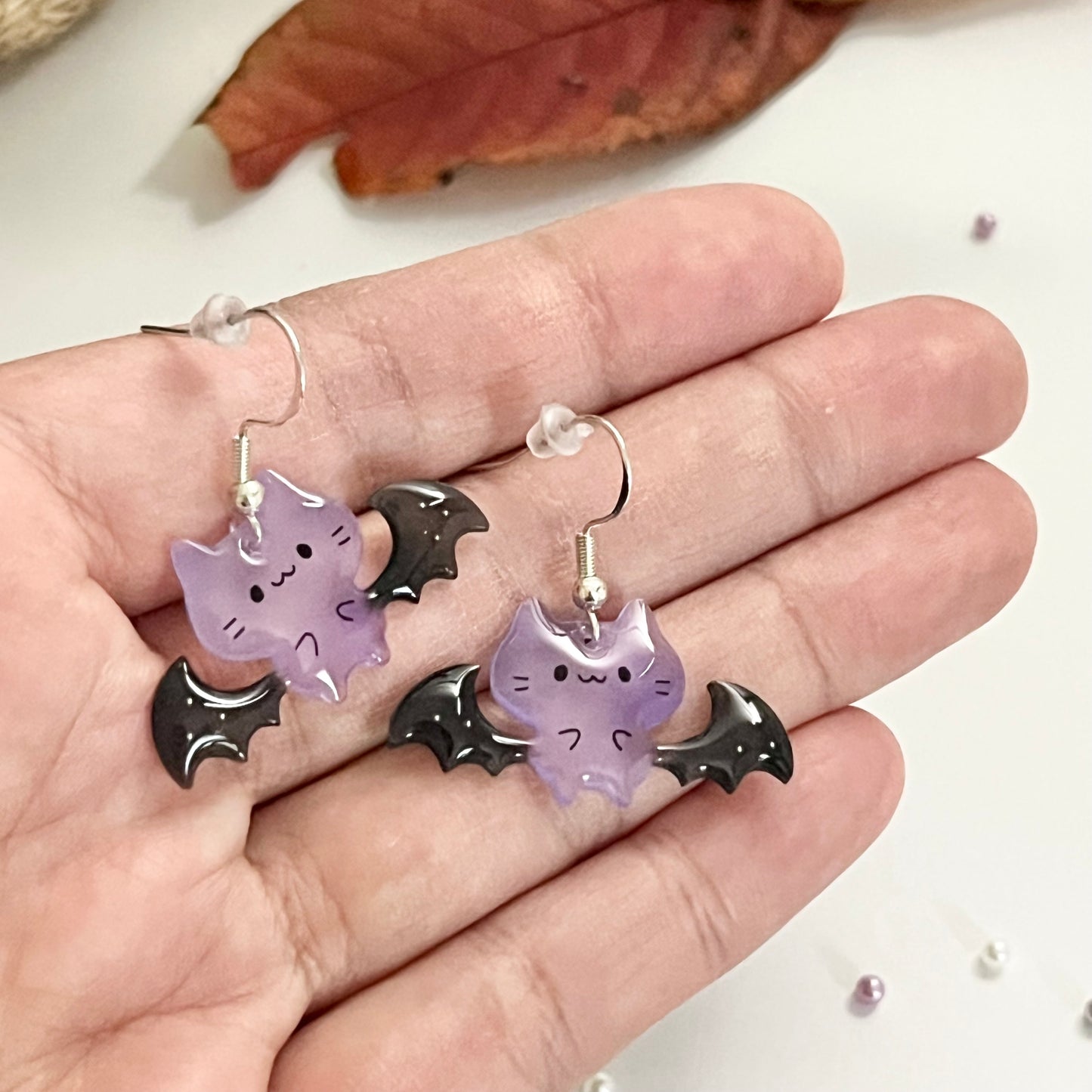 Cat Bat Dangle Earrings