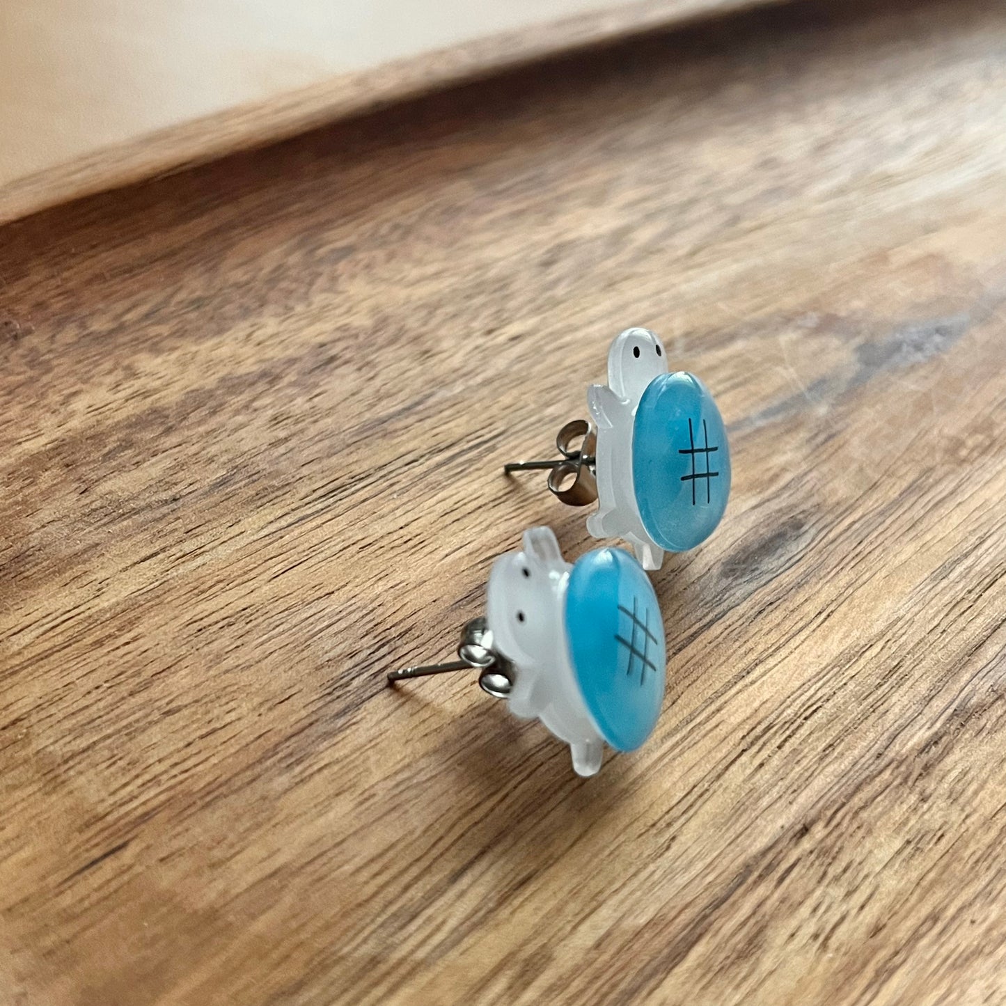 Mini Blue Turtle - Stud Earrings